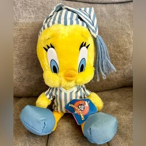 Vintage Tweety Bird Plush NWT Tweety in Pajamas, Looney Tunes PJs Stuffed Animal